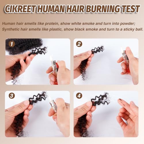 Afro Kinkys Bulk Human Hair Bundles for Micro Twist Braids Mini Locs Repair Dreadlock Extensions Afro Kinky-Curly Human Braiding Hair Bulk for Men Women Kids 12 Inch 2 Bundles 60g 1B Natural Black - Image 5