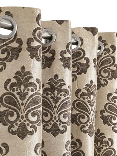Image of Saral Home Medallion Chenille Blackout Window Curtains 1pc,Lt.Brown. 4x5 Ft
