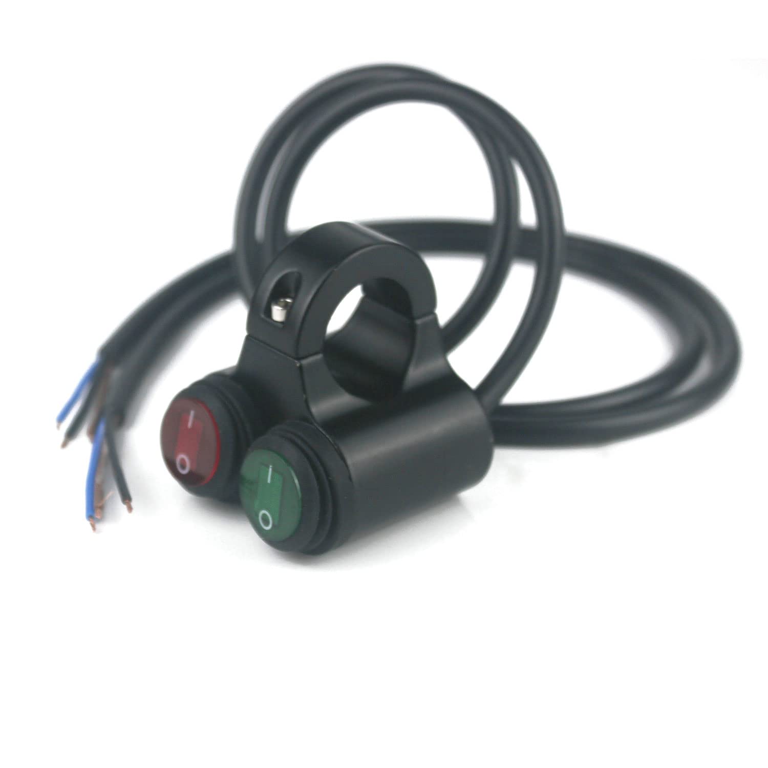 Universal Motorrad Lenkerschalter, Wasserdichter 22mm 12V ATV Druckknopfschalter Scheinwerfer Warnblinklicht Nebelscheinwerfer O/I Doppelsteuerschalter