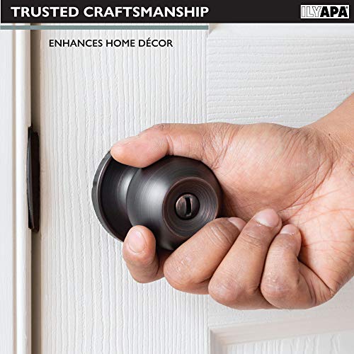 Ilyapa Privacy Door Knobs For Bed And Bath - Ball Style, Oil Rubbed Bronze Interior Keyless Turn Thumb Locking Round Door Handle, Oil Rubbed Bronze, 10 Pack #TOP2