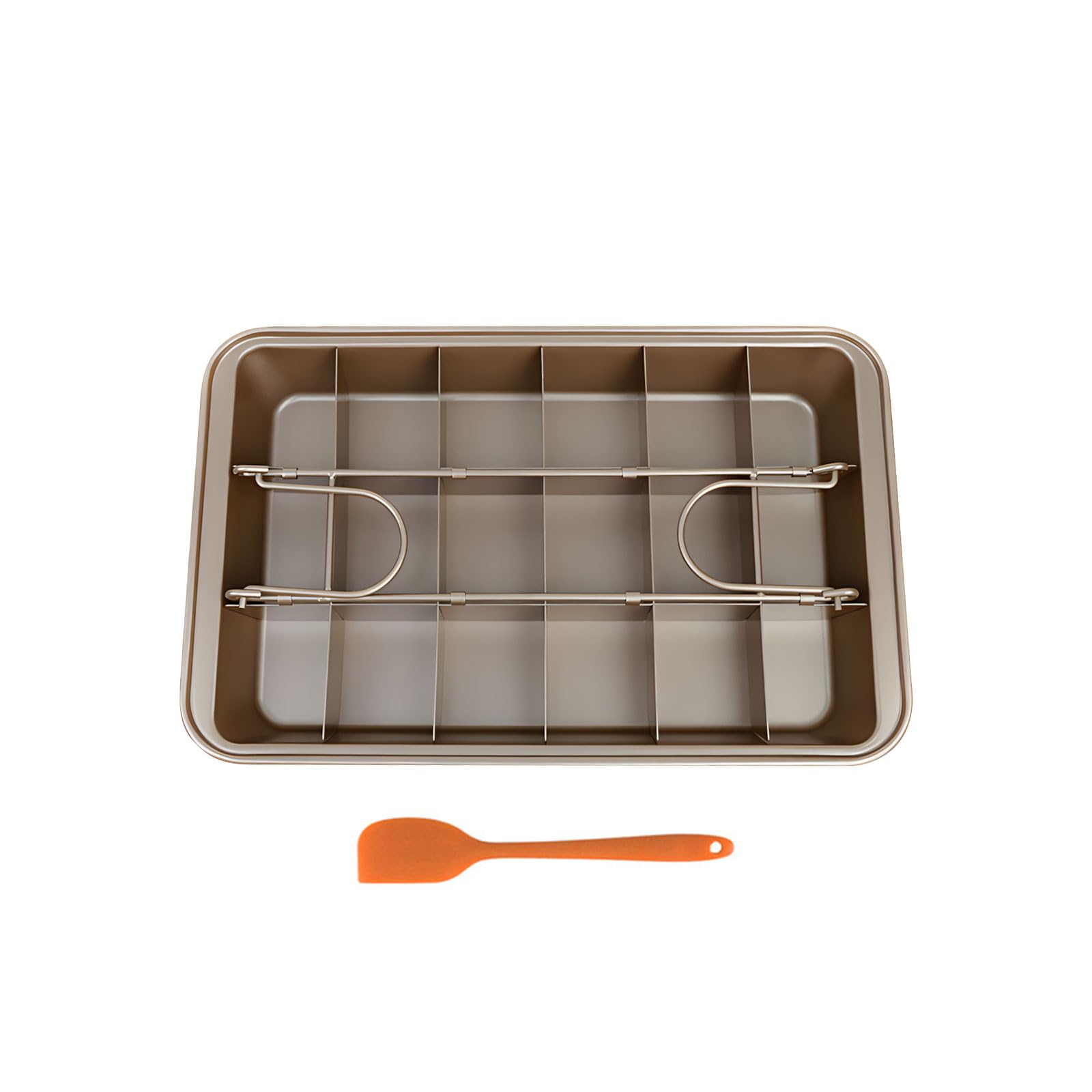 LUCKGONI Nonstick Carbon Steel Brownie Baking Pan With Removable Dividers For Uniformly Sized Cakes And Desserts