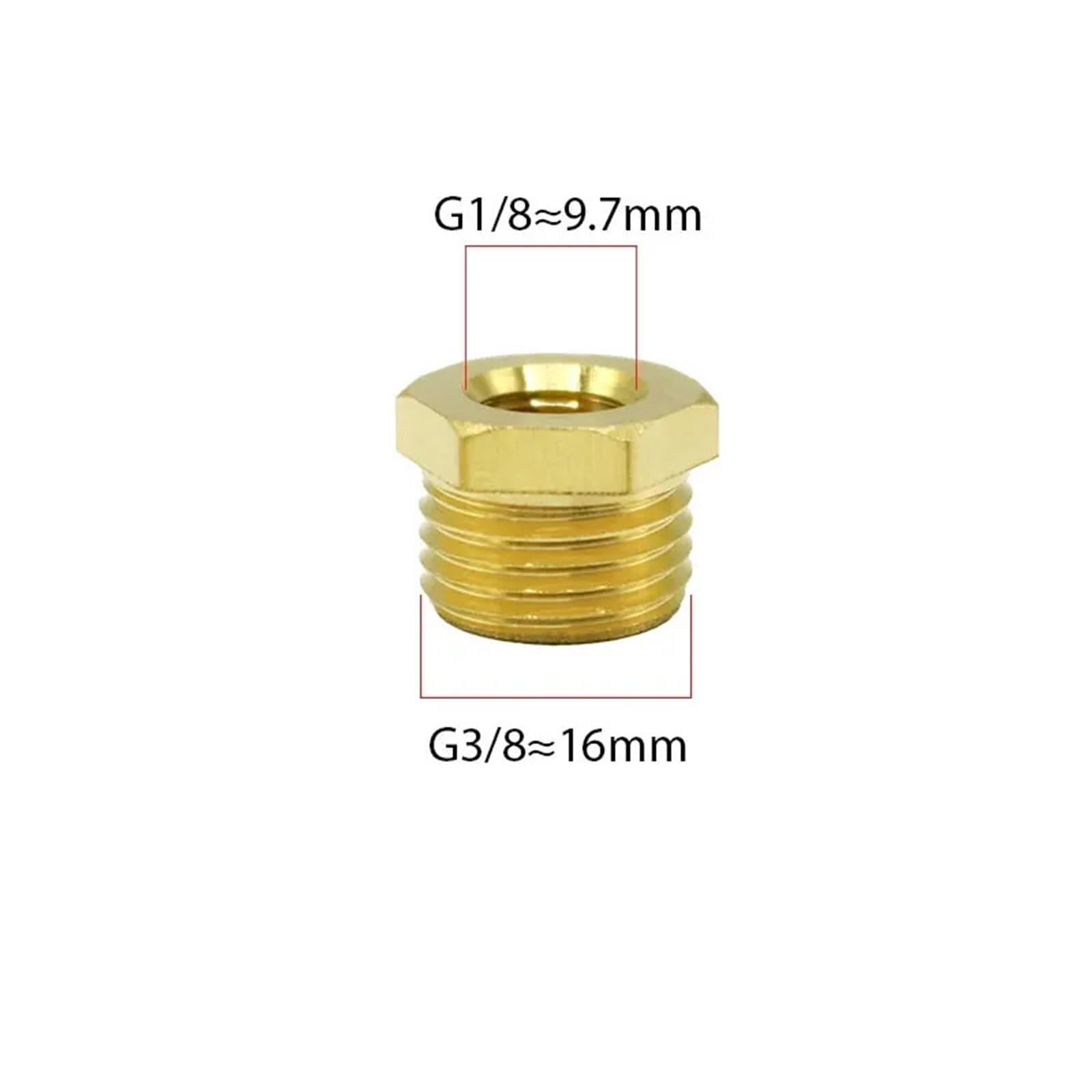 Boccola Di Riduzione In Ottone 5PCS 1/8 "1/4" 3/8 "1/2" 1 "2" Diametro interno esterno Filettatura maschio a femmina Connettori for tubi in ottone Accoppiatore Adattatore Raccordo comune(G2 to G1.5)