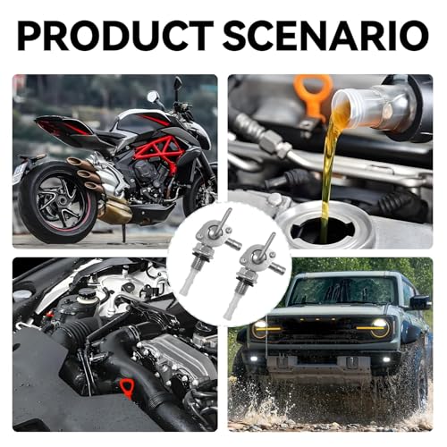 2 Stück Benzinhahn Schalter, M10 Benzinhahn, Kraftstoffhahn Schalter für Generator, Motorräder, Offroad-Karts, Benzinhahn für Kraftstofftank, Universal, Metall