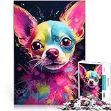 Acuarela de Chihuahua Rompecabezas de 1000 Piezas para Adultos Juego Familiar para aliviar el estrés: desafío difícil Una Obra de Arte 38x26cm