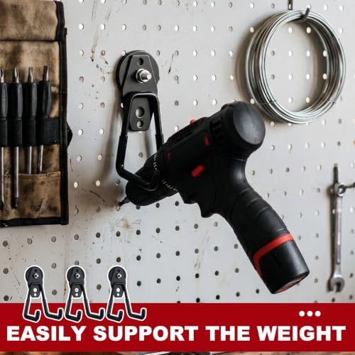 Image of Landhoow 38 Pcs Large Magnetic Hooks Heavy Duty Garage Magnet Hooks Strong Storage Utility Magnetic Hangers with Anti Slip Rubber Coating for Indoor and Outdoor Hanging (Black)