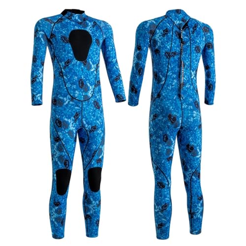 TOVCHEI Full Wetsuit 3MM Warm Cold-Proof Men Women One-Piece Diving Suit, Anti Jellyfish Anti-UV for Surfing Snorkeling Scuba,Blue,S