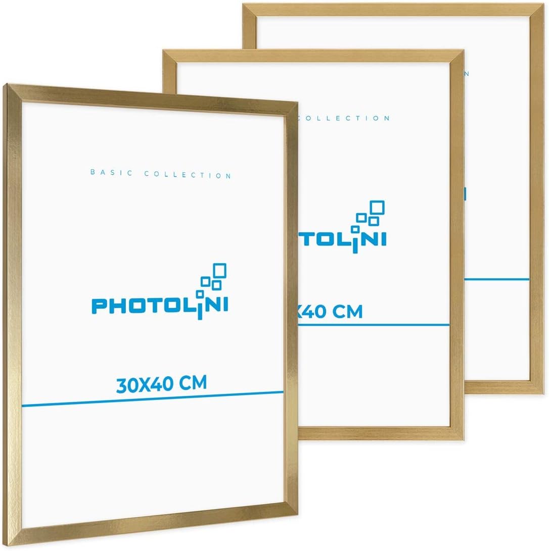 PHOTOLINI Poster Picture Frames, 30 x 40 cm, Modern, Gold, made of MDF
