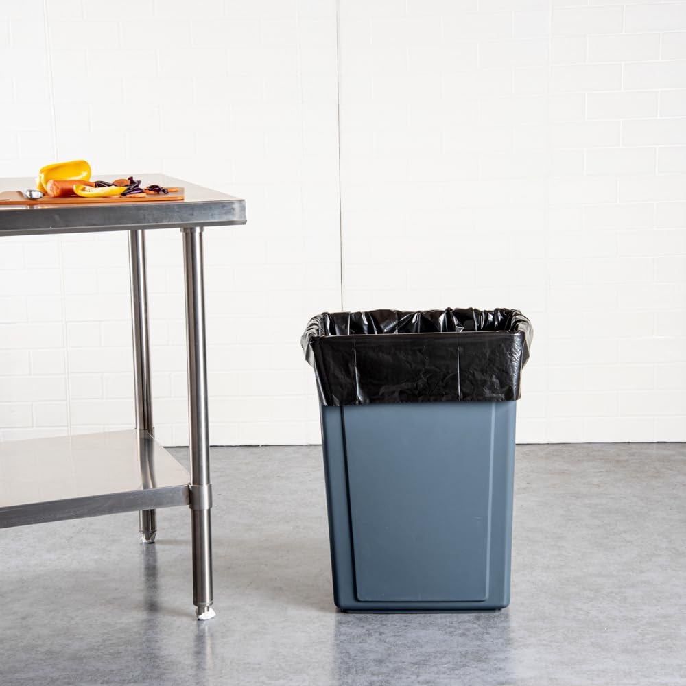 Restaurantware RW Clean 33 Gallon Trash Bags 100 Medium-Duty Garbage Can Liners - Fits 33-39 Gallon Trash Cans Stretchable Black Plastic Bin Liners With Star Seal Bottom