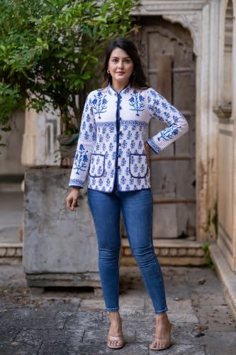 Image of Reversible Jacket for Women | Double Sided Quilted Jacket | Reversible Winter Jacket for Women | Stylish Ethnic Printed Jacket | Warm & Comfortable Casual Outerwear