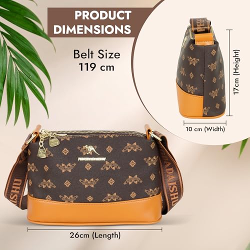 Image of Storite PU Leather Sling Bag, Crossbody Bag with Multi-Compartment for Women and Girls With Adjustable Shoulder Strap -(25x16x9 cm)