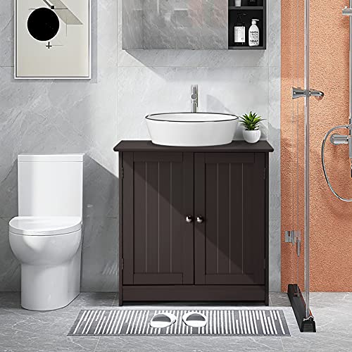 Vingli Pedestal Sink Cabinet Traditional Under Sink Storage Cabinet Espresso Bathroom Vanity With 2 Doors Adjustabel Shelf 23.6" X 11.8"X 23.6" #TOP6