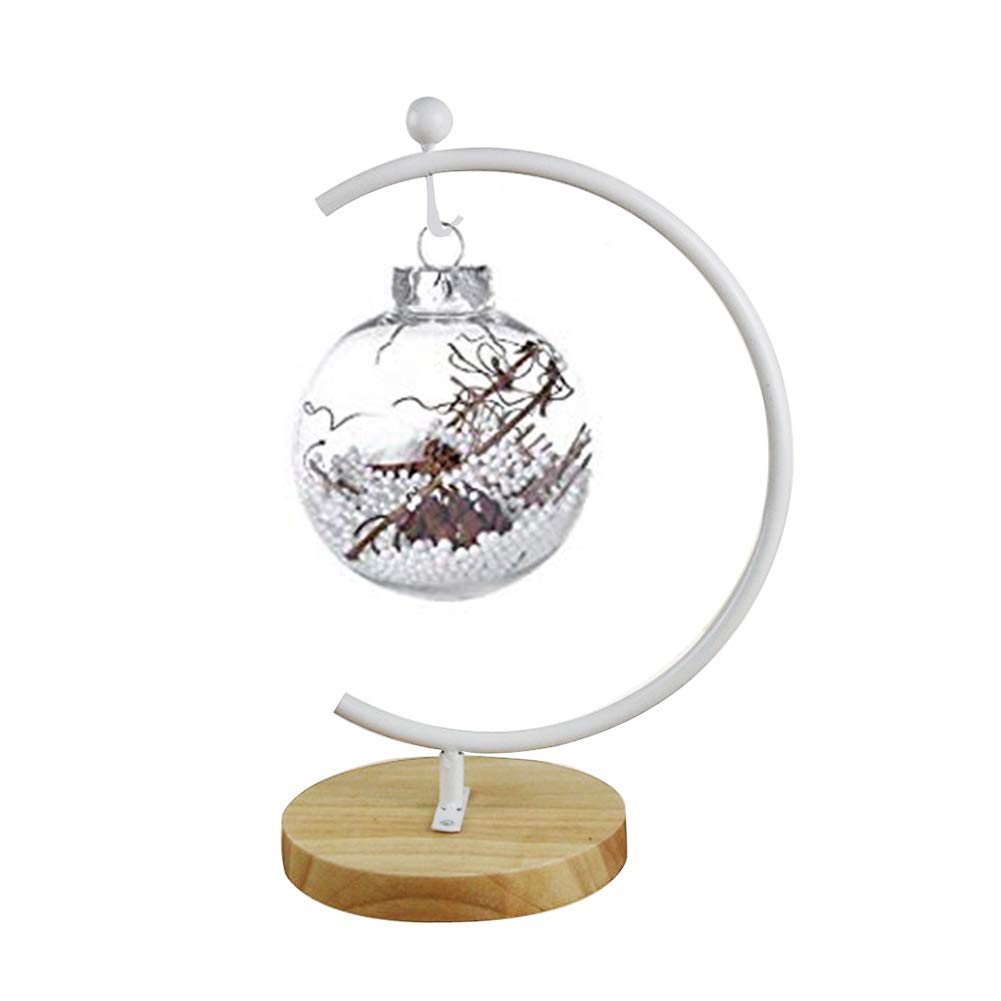 FosinzOrnament Display Stand Wood Iron Hanging Stand Holder for Hanging Glass Globe Air Plant Terrarium Ball Christmas Ornament Home Wedding Decoration (White)
