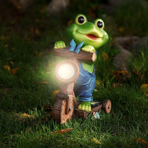 Cuteefun Statue Solaire de Grenouille pour Jardin Extérieur, Figurine D'animal de Jardin avec Lumière solaire, Décoration Grenouille pour la Cour, Cadeau...