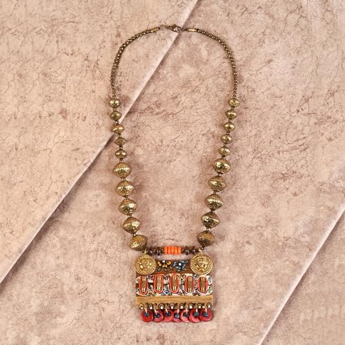 Image of Handcrafted Tribal Dhokra & Floral Charm Necklace Collection | Artisan Brass, Glass & Contemporary Statement Necklaces for Women | Ethnic, Elegant & Artistic Jewelry