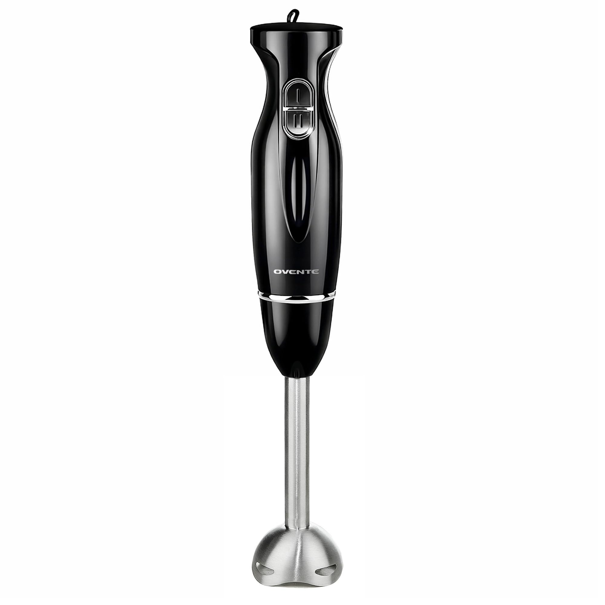 OVENTE Immersion Hand Blender, 300W Corded Electric Handheld Stick Mixer with 2 Mixing Speeds and Stainless Steel Blades for Smoothies, Purees & Baby Food, Black HS560B