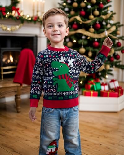 Kids Ugly Christmas Sweater Girls Boys Funny Holiday Pullover Knitwear for Aged 2-84