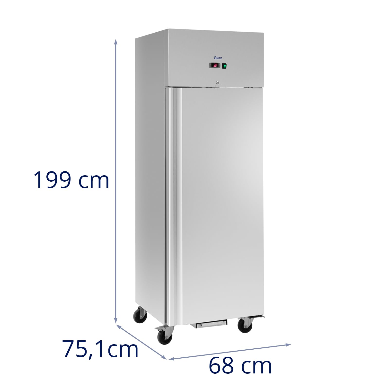 Royal Catering Frigorifero professionale 454 l Acciaio inox 1 porta 4 ruote Serratura porta Armadio frigo Frigorifero verticale Armadio refrigerato Armadio frigo professionale