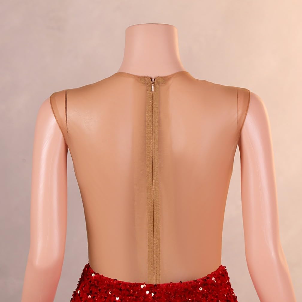 Datangep Sexy Red Sequins Applique Mermaid Evening Dress High Split Prom Dress Celebrity Pageant Gown Church Train - Image 7