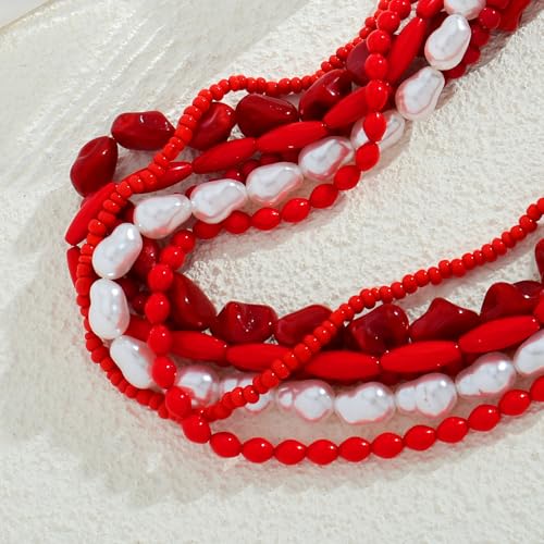 Summer Beach Red Coral Necklace For Women Unique Strand Necklace Fashion Gold Necklace Stack Boho Beaded And Coral Necklaces Unique Corals Bead Choker Necklaces Jewelry Gift4