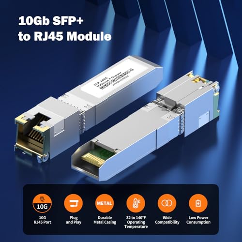 Image of [4-Pack] 10Gb SFP+ to RJ-45 Module Transceiver 98Ft (30m), 10 Gigabit SFP+ Copper Ethernet CAT6a Transceivers Compatible with 5Gb / 2.5Gb / 1Gb, NOT Compatible with Brand HP, Dell, Aruba, H3C
