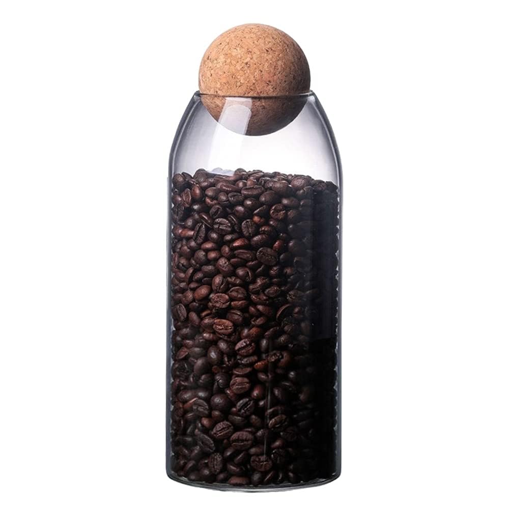 La Llareta Glass Food Storage Canister, 1200ml/42oz Airtight Sealed Container Canister, Clear Glass Storage Jar, with Cork Lid, for Spices, Sugar, Coffee, Biscuits, Candies — image 1