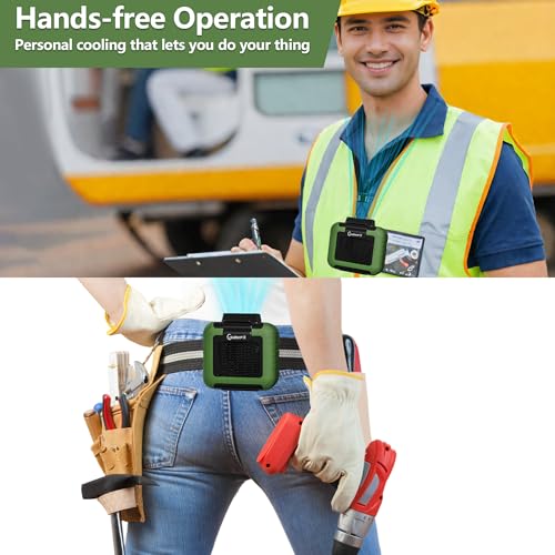 Image of Portable Waist Fan - 6000mAh Battery, 3 Speeds, Strong Airflow, Up to 16 Hours Working Time, Portable Hands-Free Cooling Belt Clip Fan for Construction Workers, Couriers, and Campers