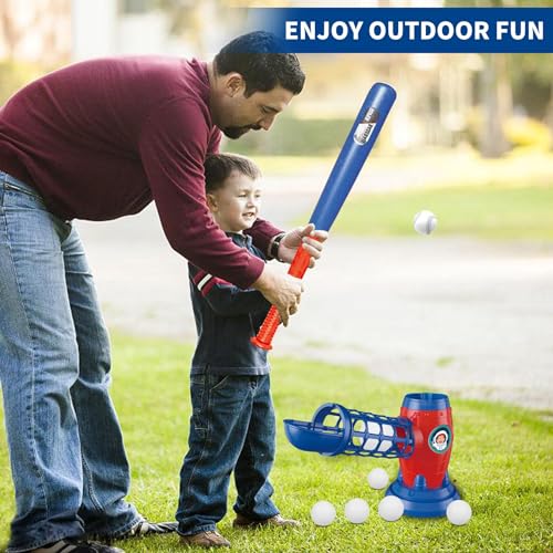 T-Ball-Sets-for-Kids-3-5-5-8-Kids-Baseball-Toys-with-5-BallsRC-Pitching-MachineAdjustable-Batting-Tee-Sports-Outdoor-Toys-for-Toddlers-Boys-Girls-Tball-Games-for-Kids-Ages-312-Years T Ball Sets for Kids 3 5 5 8 Kids Baseball Toys with 5 BallsRC Pitching MachineAdjustable Batting Tee Sports Outdoor Toys for Toddlers Boys Girls Tball Games for Kids Ages 312 Years
