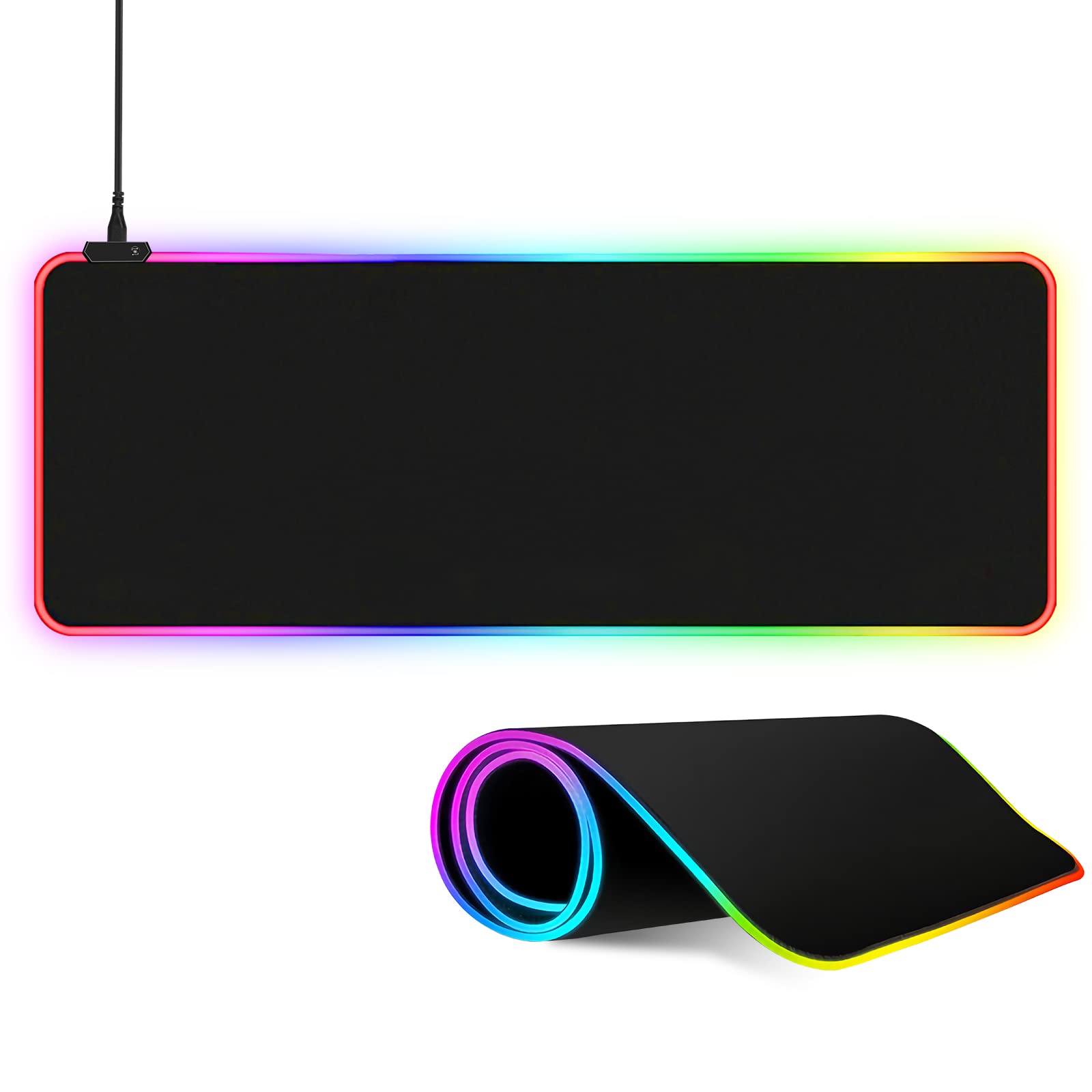 Gaming Mouse Pad, Large RGB Mousepad Mat of PC Gaming Accessories for Computer/Desktop/Keyboard Extended Gaming Pad with Antislip Rubber Base 31.5 x 11.8 x 0.16 inches - 