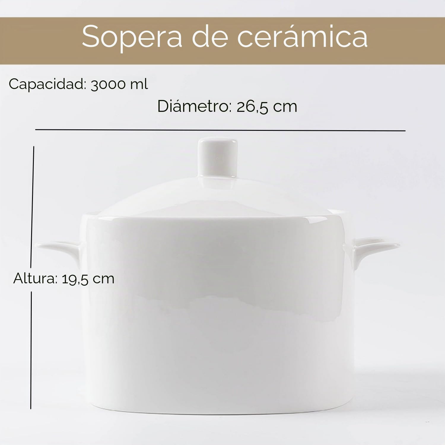 Tureen de sopa de porcelana de hueso con tapa y juego de cucharón, cuenco grande de cerámica de 3000 ml con cubierta para fiestas, comer, decoración del hogar, 3,090.1 g, apto para microondas