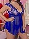 Aranmei Damen Dessous in Übergröße, sexy Spitzenkleid, Babydoll-Dessous mit V-Ausschnitt, Schlitz vorne, Straps-Nachthemd