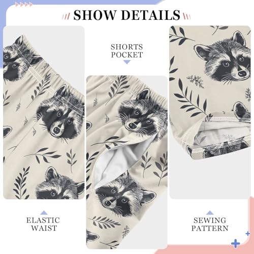 ALAZA Raccoon Pajamas Bottoms with Pockets Comfy Pjs Sleepwear Elastic Waistband Pajamas Pants Lounge Pants for 6-14 Years4