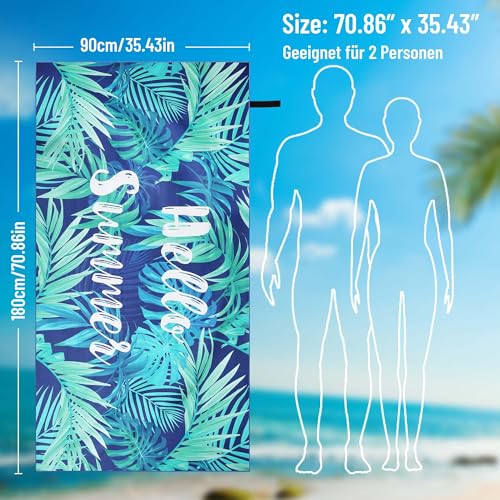 Pameil Strandtuch Mikrofaser Handtuch Groß 90x180cm,Microfaser Handtücher Kompakt und Sandfest, Leicht und...