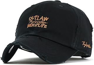 Flipper Thuglife Mixed Logos Stone Washed Cotton Vintage Bullet Holes Unconstructed Distressed Baseball Cap Dad Hat Ballcap (Medium ~ Large, Black)