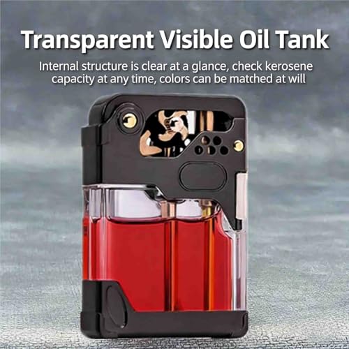 Encendedor mecánico retro para hombre con tanque transparente miniatura 2