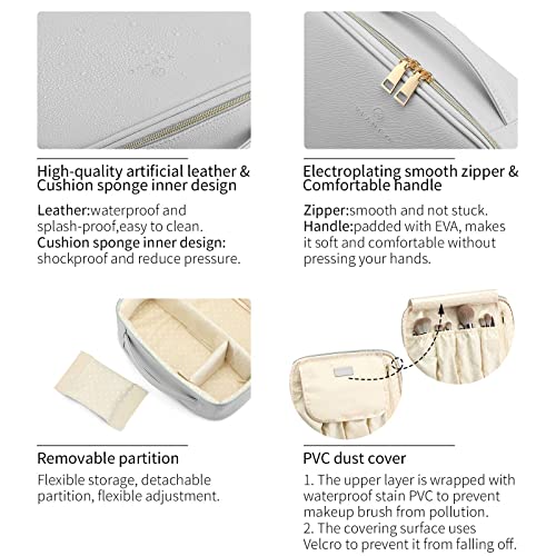 Vlando Makeup Cosmetic Case Organizer (Grey) + Rollie Portable Jewelry Roll (Grey) #TOP3