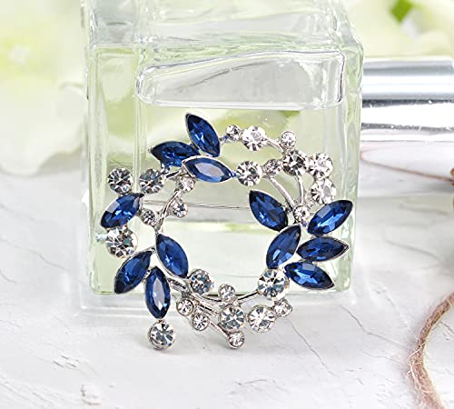 Image of Gyn&Joy Clear Crystal Rhinestone Floral Wreath Pin Brooch BZ005
