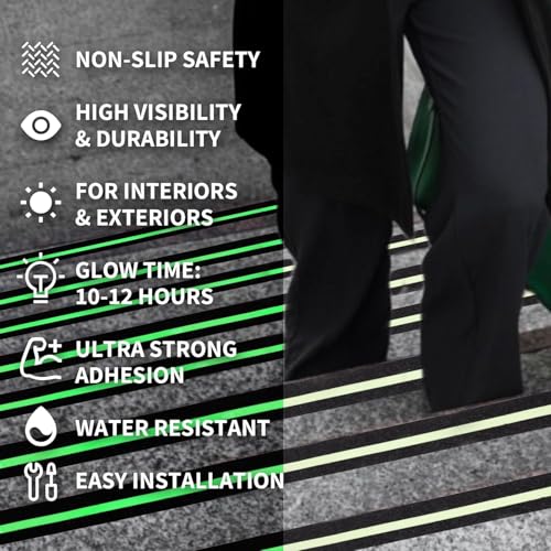 Image of JICOOT Anti Slip Grip Tape,Non-Slip Traction Tapes With Glow In The Dark Reduce The Risk Of Slipping For Indoor Or Outdoor Stair Tread Step And Other Slippery Surfaces-Keeps You Safe,2 Inch X 10Feet