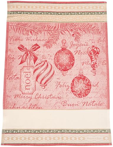 Filet - Paño de Cocina navideño para bordar de algodón jacquard, hecho in Italia, Noël Rojo, talla única