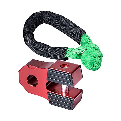 Astra Depot Winch Accessory Red Winch Shackle Mount Flat Towing Hook with Iron Pin & Rubber Guard-30,000 lbs & 1/2