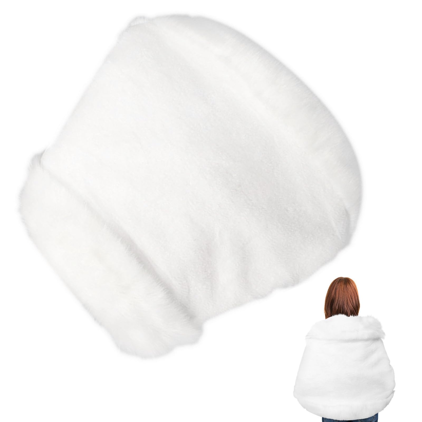 FRCOLOR Chal de Felpa Blanco para Boda de Invierno, Capa Sintética Hombro que Mantiene Caliente, Elegante y Simple para Fiesta Nupcial