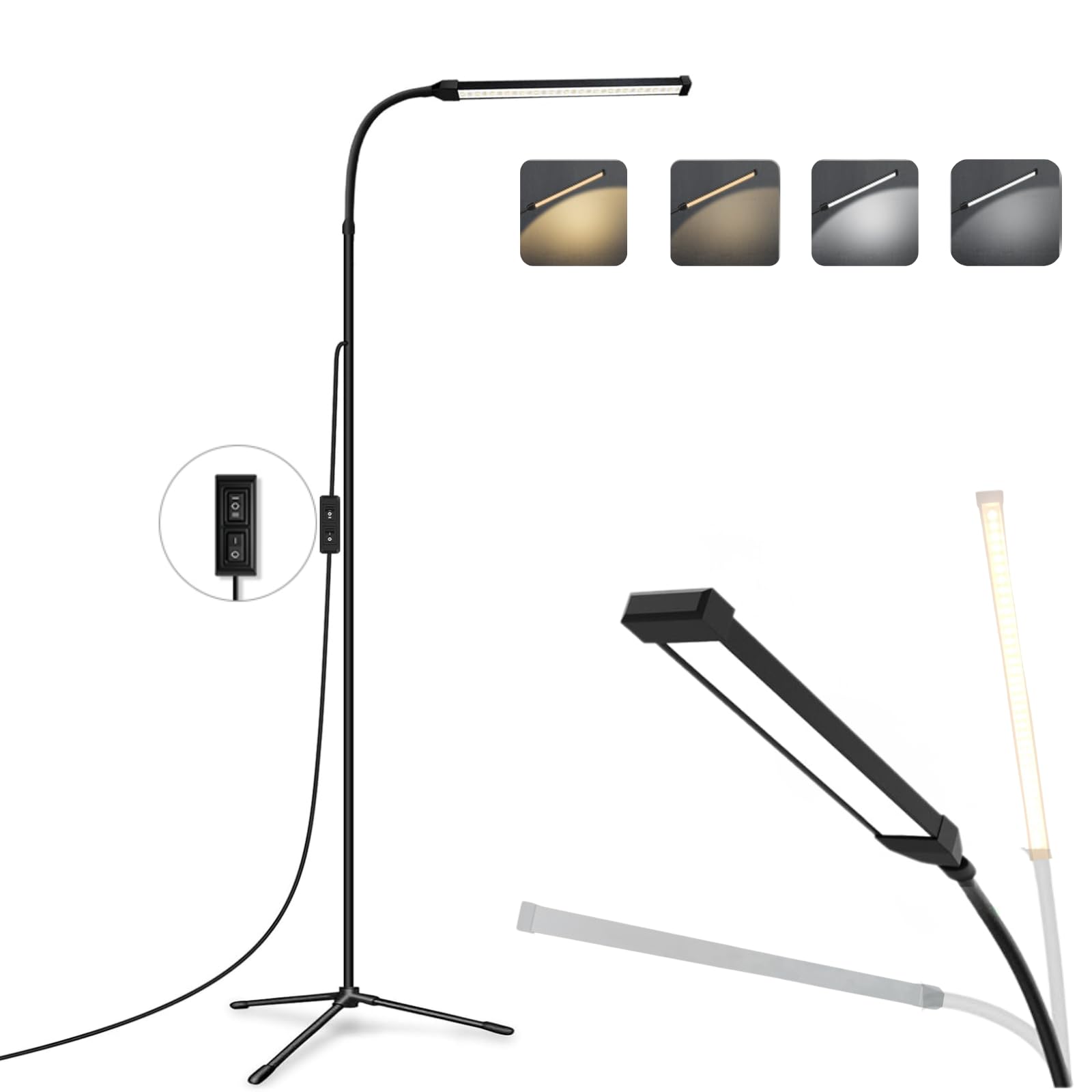 Beauty Lamp for Eyelash Extensions, Makeup & Tattoo, Portable LED Lash Light with Adjustable Gooseneck, 2 Color Dimmable, Tripod Base, No Shadow Task Light [Energy Class A]