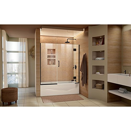 Dreamline Unidoor-X 58-58 1/2 In. W X 58 In. H Frameless Hinged Tub Door In Satin Black, D58580-09 #TOP2