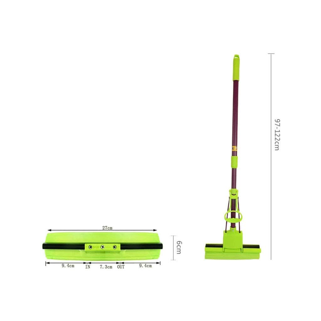 Fregona de Esponja de PVA para el hogar de Cocina, fregona de Esponja de Espuma de PVA con Rodillo cuádruple súper Absorbente, Limpiador de Pisos Multiusos Verde