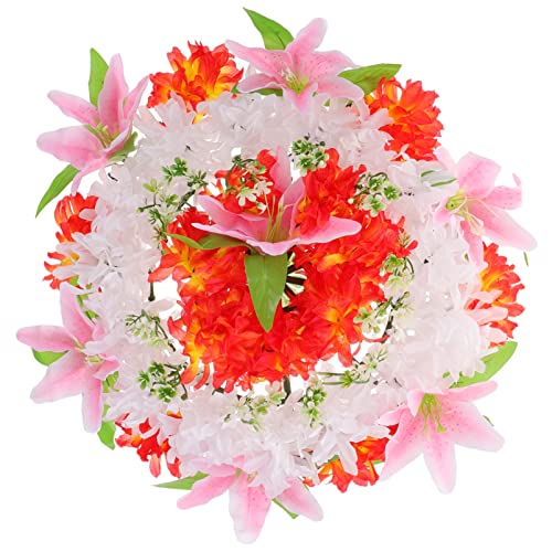 Mikikit Guirnalda De Flores Artificiales para Cementerio Wreath De Lirios y Crisantemos para Conmemoración Decoración De y Funerales