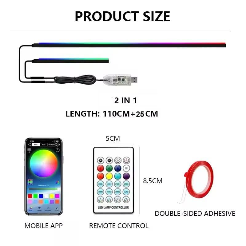 Image of AutoBizarre 110 cm+25 cm 2 in 1 Multicolor Music Controlled Sound Activated Car Interior Decoration Dashboard Ambient Lighting USB K4 Magic Lights with Remote & Mobile Application Control