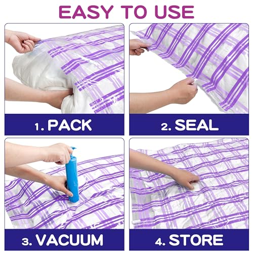 Storage Master Space Saver Bags for Travel and Home Reusable Vacuum Storage Bags Save 80% More Storage Space Work with Vacuum Cleaner + Travel Hand Pump (8 Small)