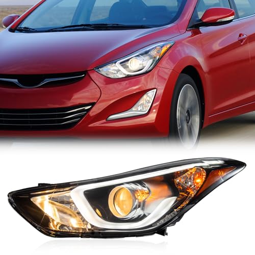 TODO Headlights with LED DRL Assembly Compatible with 2014 2015 2016 Hyundai Elantra Sport Limited Head Light with LED Side Marker Light Replacement 921013Y510, Driver Left Side