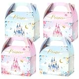 Princess and Prince Treat Boxes Pink Princess Boxes Blue Prince Castle Gift Boxes Little Princess Crown Goodie Boxes Royal Prince Cardboard Boxes for Boy Girl Birthday (Prince and Princess, 12 Pcs)