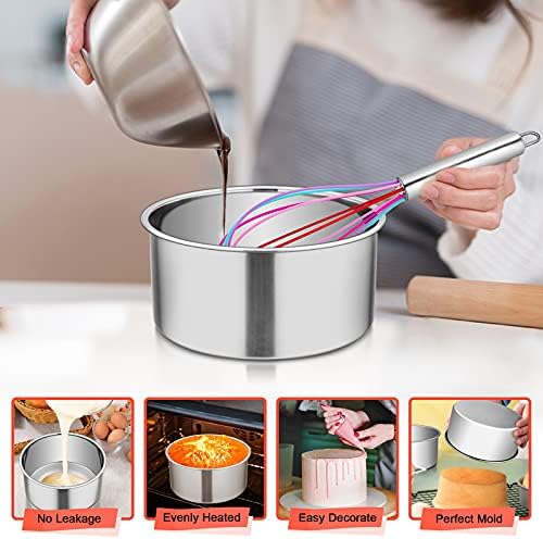 6 Inch Depp Cake Tin, Homikit Stainless Steel Round Cake Pan Baking Mould, Ideal for Christmas/Wedding/Birthday Layer Cakes, Seamless Design, Mirror Finished & Dishwasher Safe