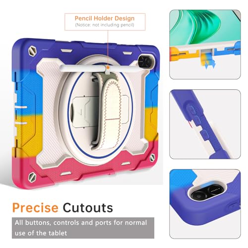 ROSROME for Honor Pad X8a Case 11 inch 2024 with HD Screen Protector, Shockproof Heavy Duty Cover with 360°Rotating Stand/Shoulder Strap/Hand Strap/Pen Holder for 11" Honor X8a Tablet Case, Pink - Image 6